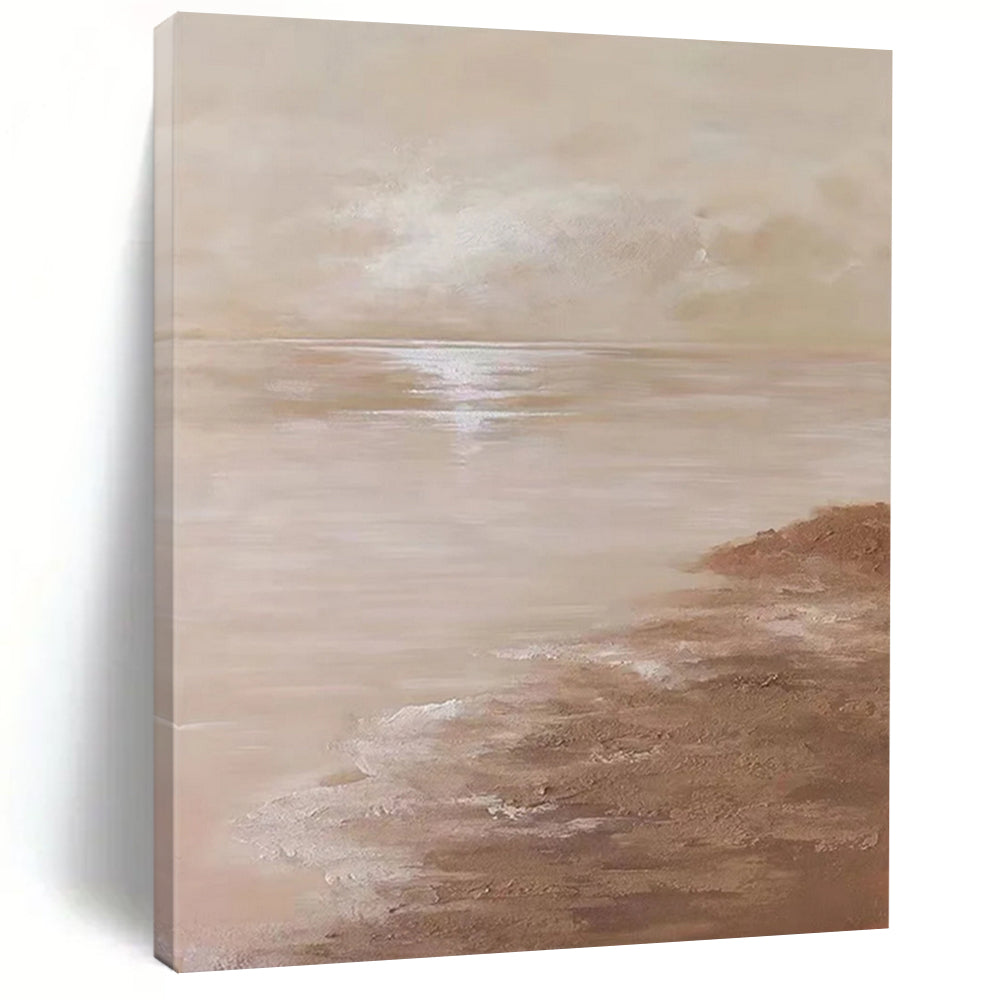 “Warm - Toned Seaside” – Soft beige sky and sea, with a textured, brownish shoreline. DTP341