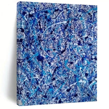 Load image into Gallery viewer, “Blue and White Drip Abstract” - Action - Painting - Style Art on Canvas DKH1560
