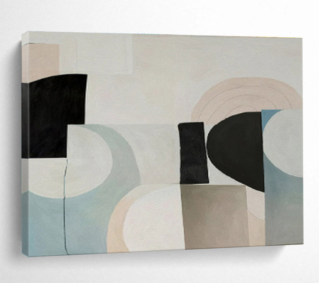 Abstract Painting on Canvas: Pastel - Colored Geometric Mix - “Subtle Balance” DKH583