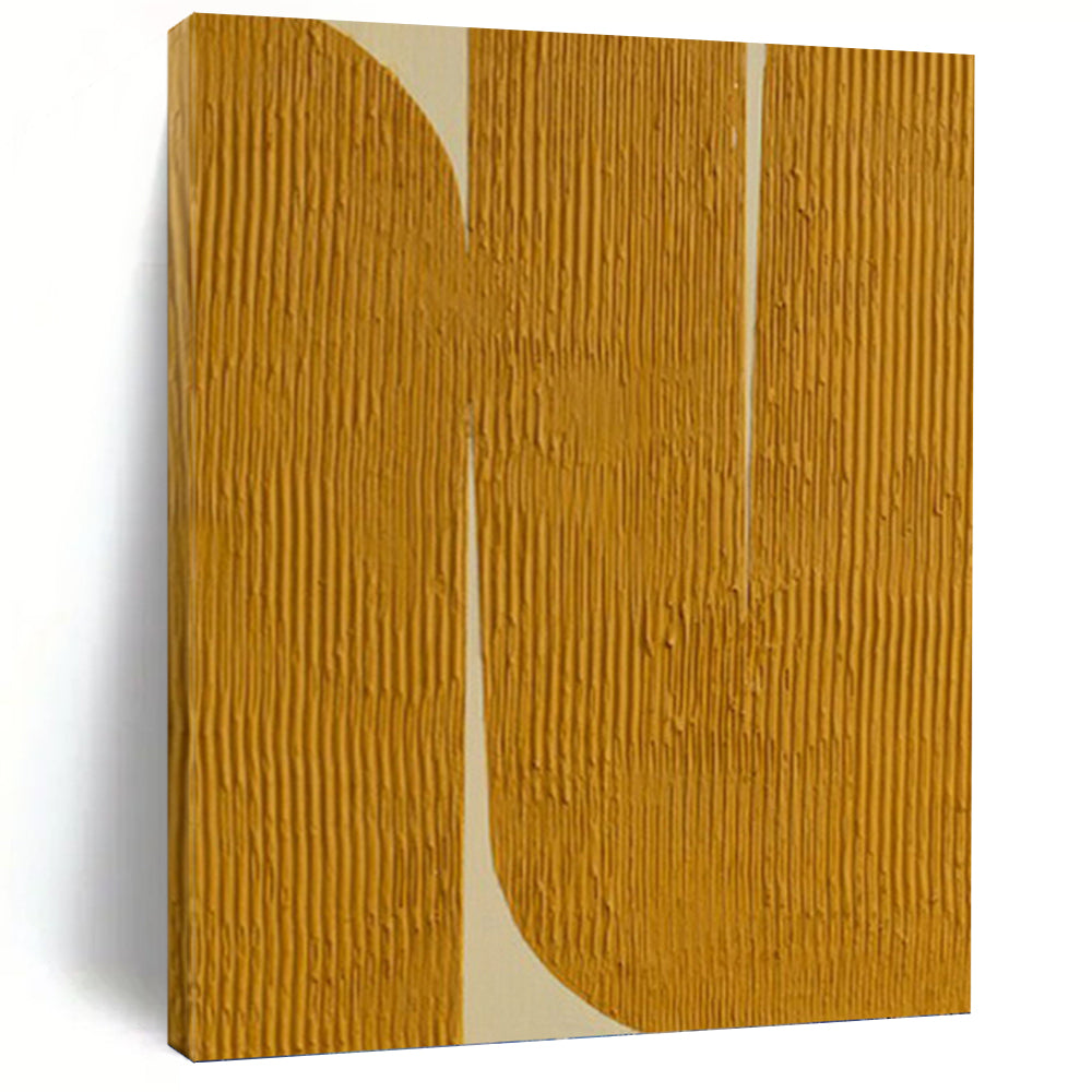 “Yellow Geometric Textures” - Yellow, White Abstract Art on Canvas DKH1244