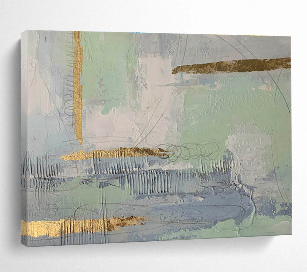 Pastel Abstract Art with Gold Accents for Feminine Bedroom & Chic Café DKH179