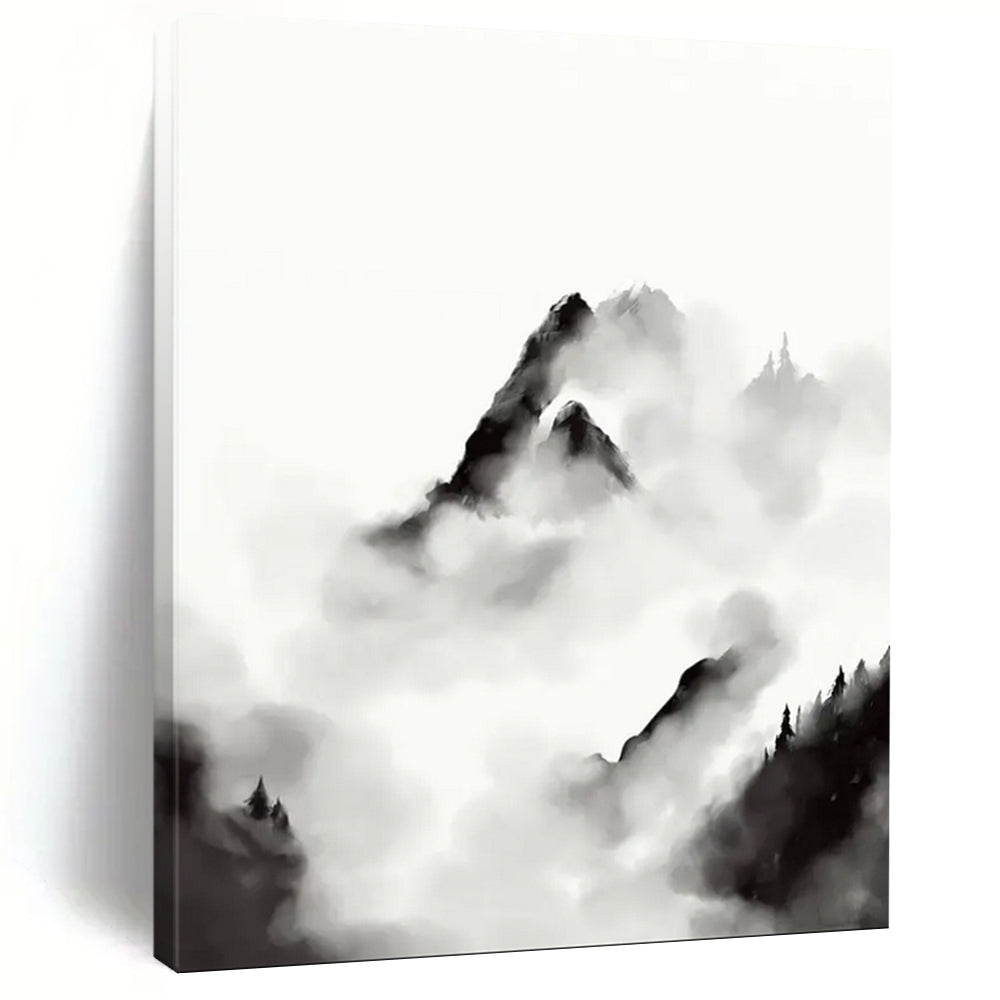 Ink Wash Mountains – Black and White Traditional - Inspired Abstract DTP207