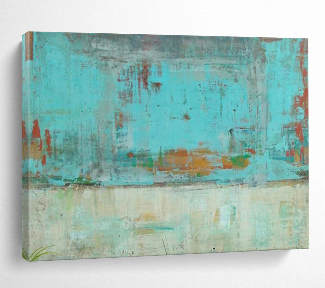 Turquoise & Rust Abstract - Vibrant Living Room Art LargeART1583