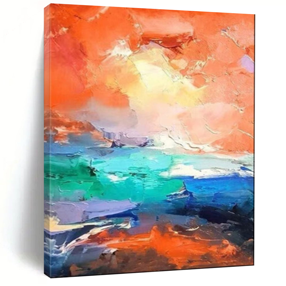 Orange & Turquoise Abstract Art, Perfect for Modern Loft & Creative Studio LargeART2114