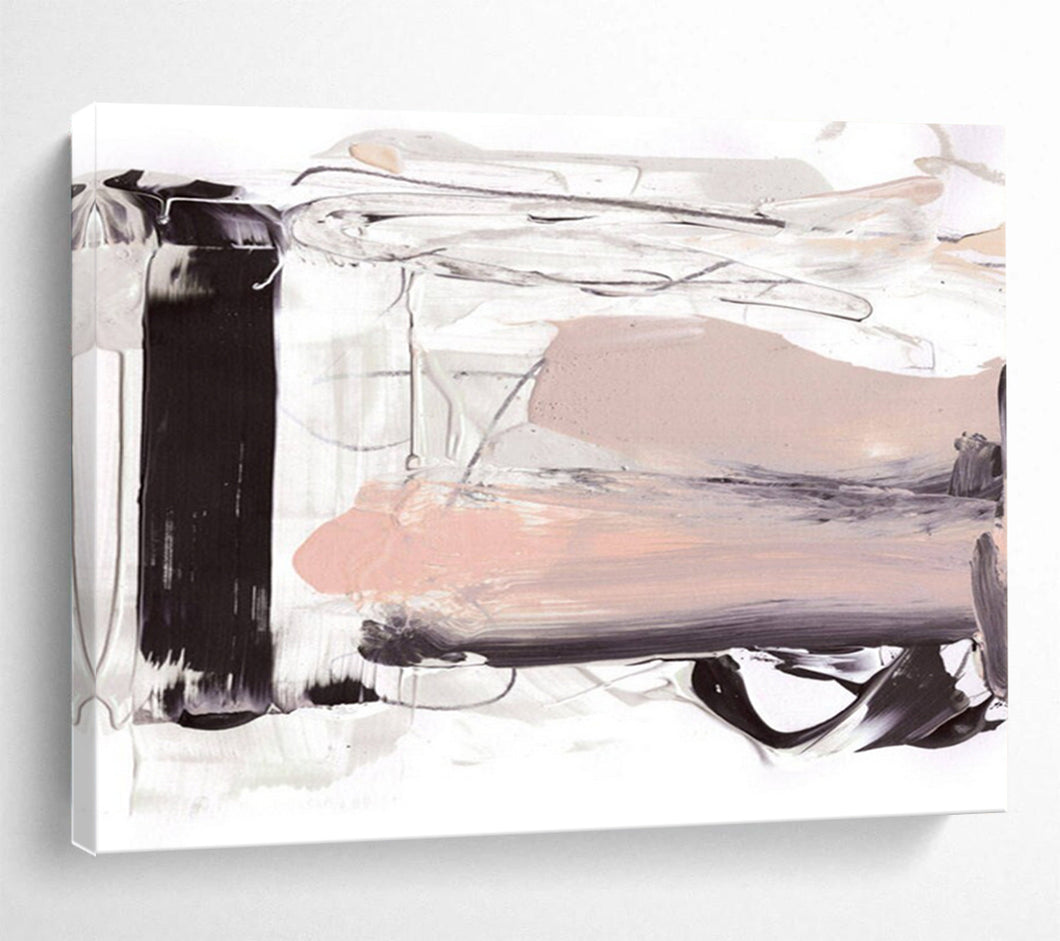 Elegant Black - White - Pink Abstract Acrylic painting DLZ143