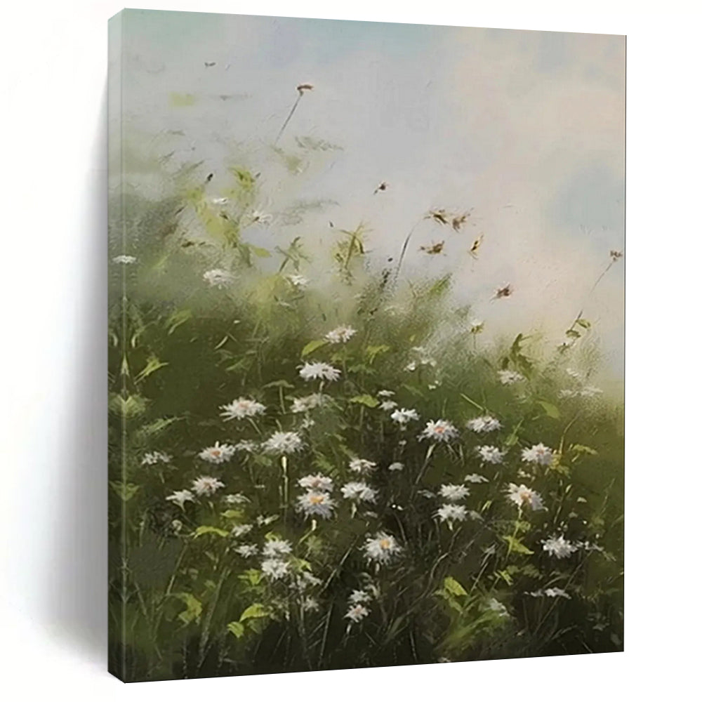 Green & White Floral Abstract Art, Perfect for Country - Style Kitchen & Sunroom LargeART2108