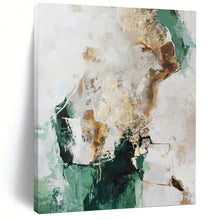 Load image into Gallery viewer, “Green - Gold Abstract Fusion” Abstract Painting on Canvas, Nature - Inspired Decor DKH1008
