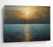 Load image into Gallery viewer, Golden Sunset Over Sea Abstract Art for Coastal Bedroom &amp; Relaxing Lounge DKH102
