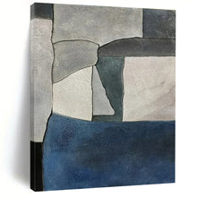 Load image into Gallery viewer, Gray &amp; Blue Geometric Abstract Painting, Perfect for Modern Office &amp; Minimalist Hallway LargeART1425
