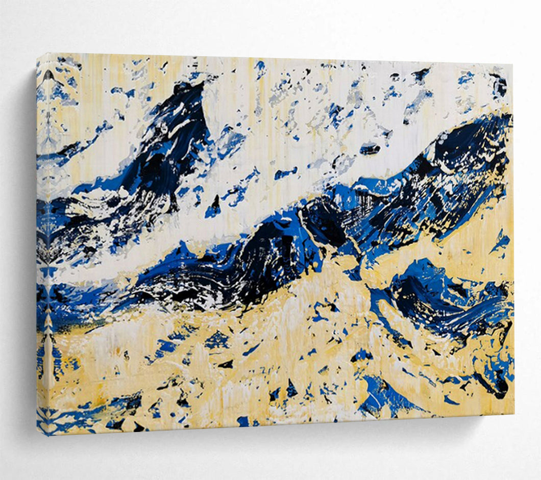 Hand - painted Large - Scale Abstract Blue Mountain Ranges Acrylic Art for Contemporary Art Galleries LargeART1751