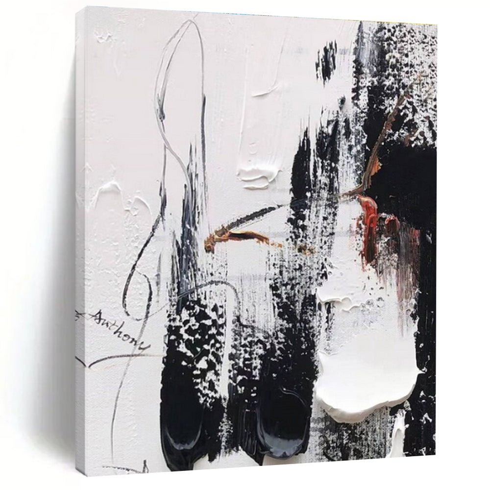 Custom Large Dynamic Black - White - Red Art - Ideal for Creative Studio & Bold Home Office LargeART0793