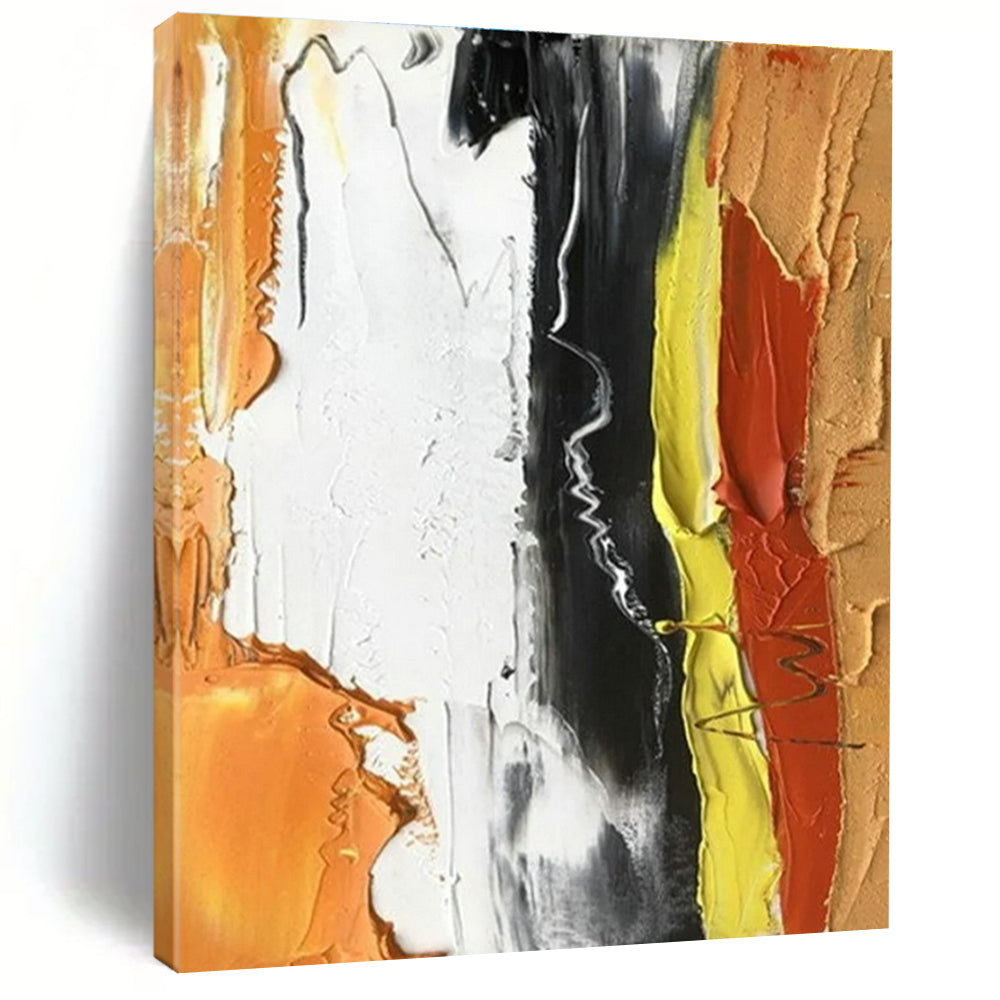 Bold Color Strokes on White Acrylic Art - Ideal for Modernist Studio & Eclectic Dining Room LargeART0612