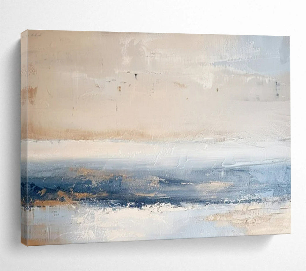 Hand - painted Neutral Tones Abstract Landscape Acrylic Art for Calming Bedroom Retreats LargeART1730