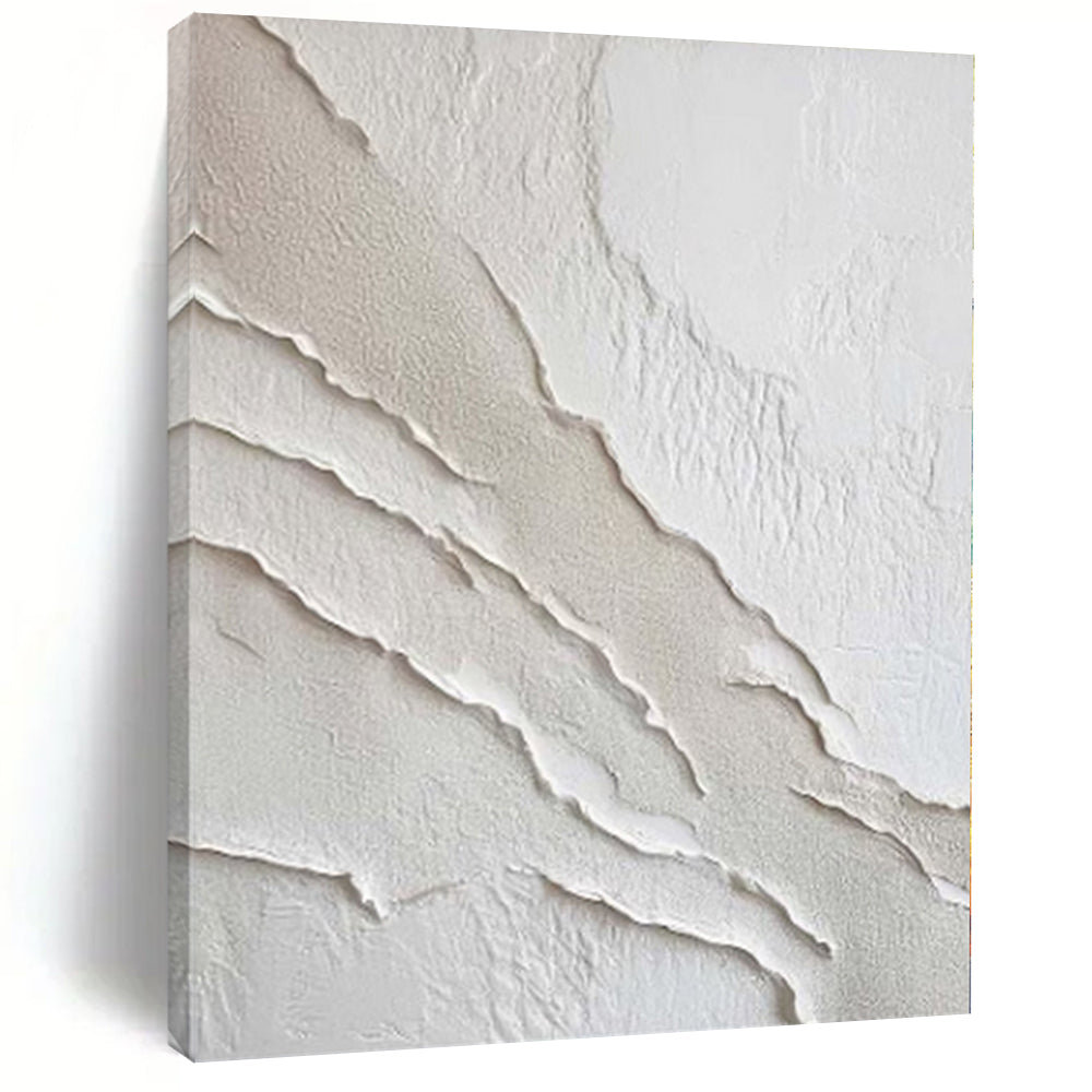 Large - Scale Hand - painted White Textured Lines Acrylic Art for Minimalist Galleries LargeART0172