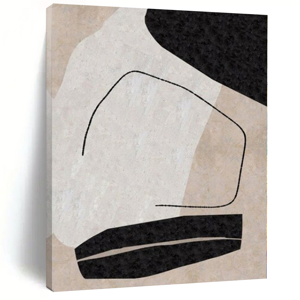Abstract Figure with Black - White Shapes 2 Abstract Canvas Painting, Ideal for Contemporary Living Room & Art - Themed Office LargeART1142