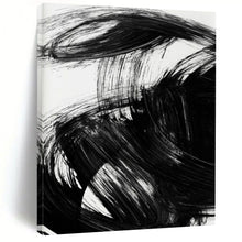 Load image into Gallery viewer, Dynamic Black Ink Swirls – Bold Black Brushstrokes on White Abstract DTP195
