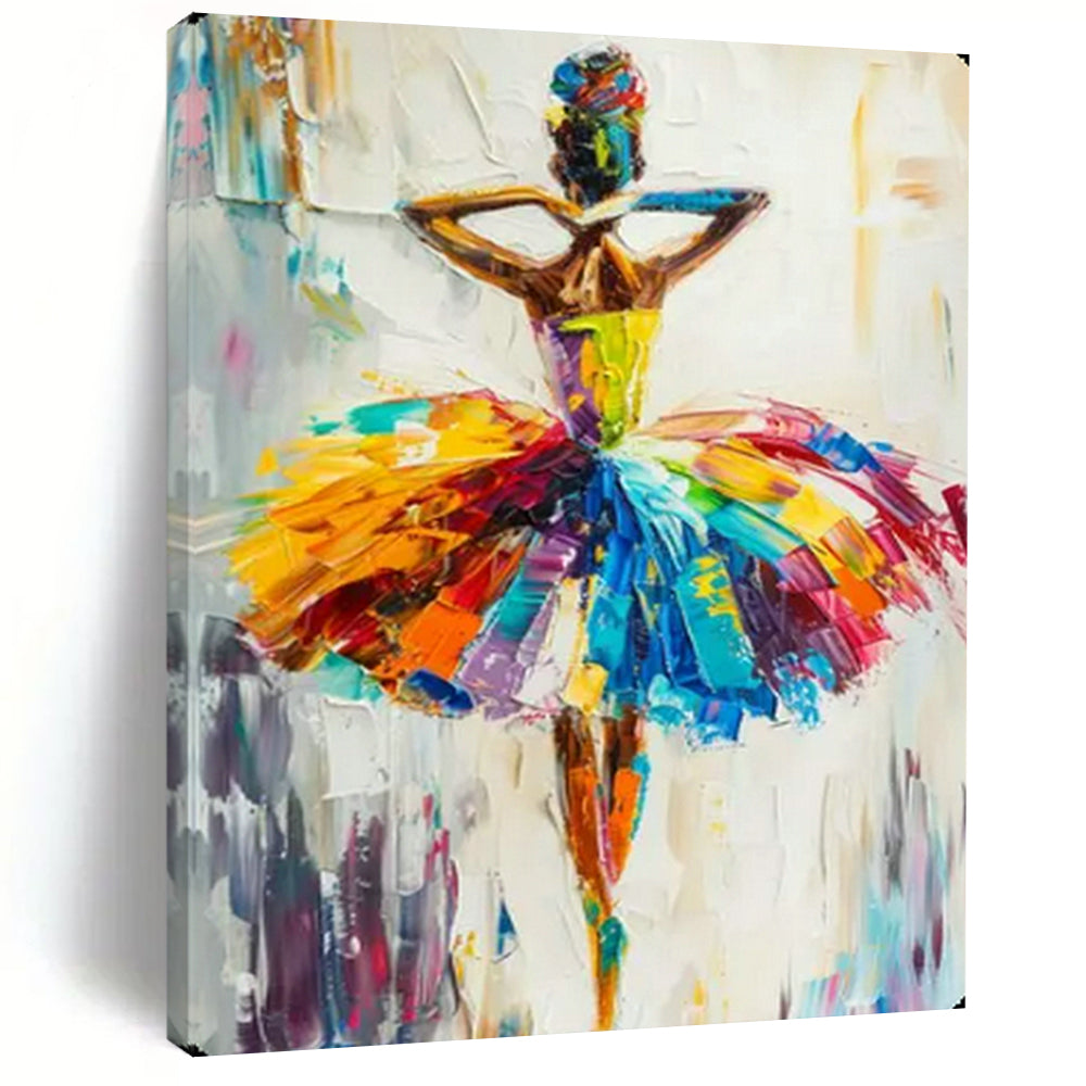 Rainbow - Colored Dancer Abstract Painting, Ideal for Girls’ Bedroom & Artistic Living Room LargeART2118