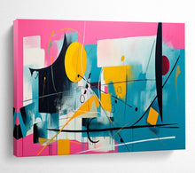 Load image into Gallery viewer, Hand - painted Pink Background Abstract Shapes Acrylic Art for Vibrant Café Interiors LargeART1718
