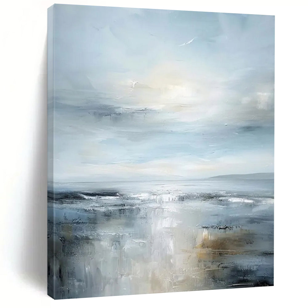 “Seascape Hush” – Blue & Gray Coastal Abstract Acrylic with Soft Textures DTP059