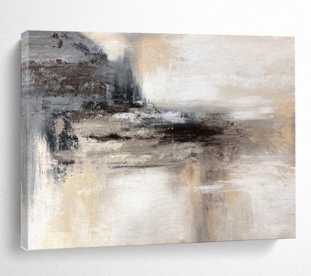 Neutral Tones Abstract Landscape Painting for Minimalist Living Room & Calm Office DKH282