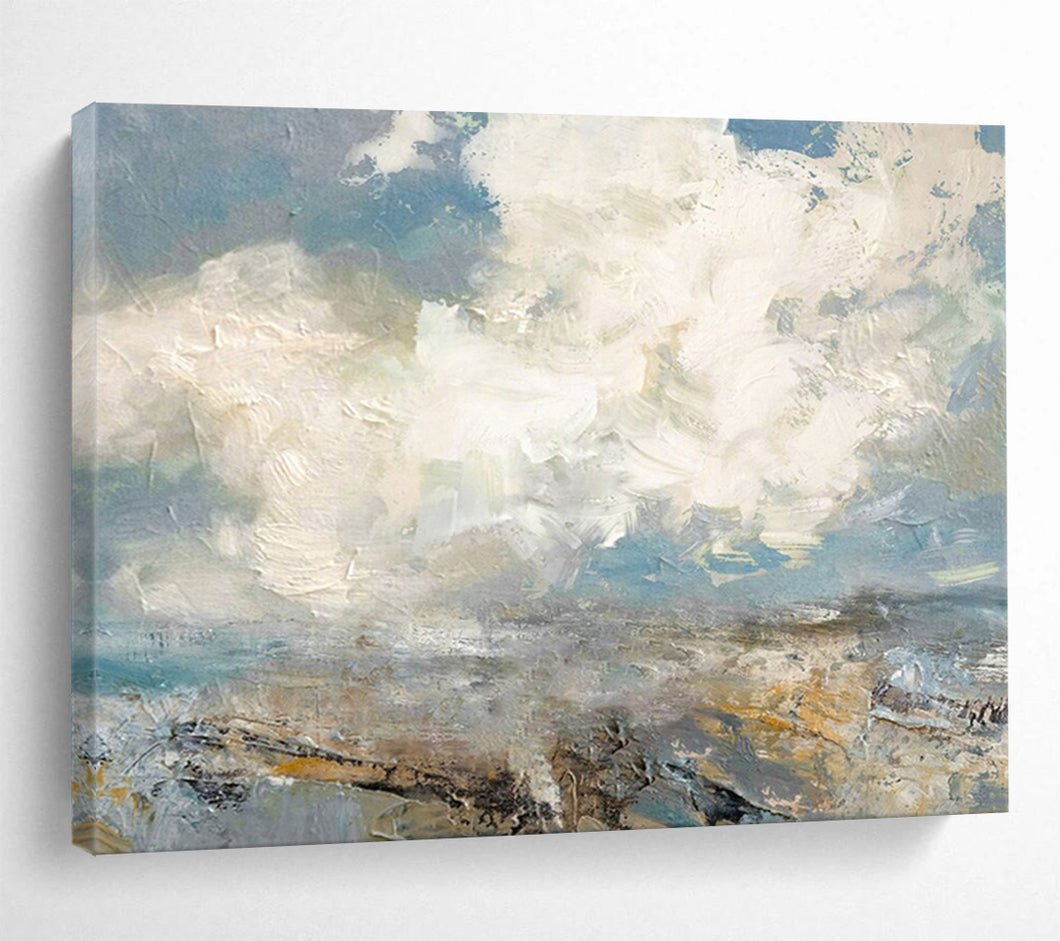Hand - painted Cloudy Landscape Acrylic Art for Serene Living Room Decor LargeART1665
