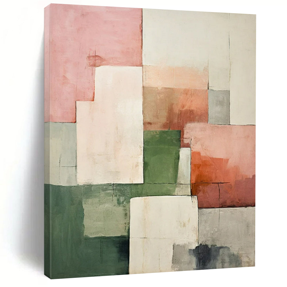Pastel - Colored Geometric Abstract, Best for Scandinavian Nursery & Calm Reading Nook LargeART2279