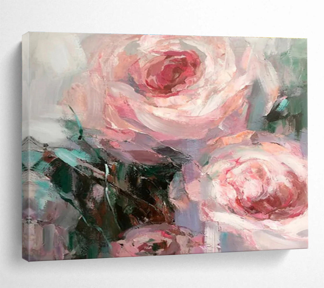 Soft - Toned Floral Abstract Painting on Canvas - “Gentle Blooms” DKH724