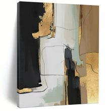 Load image into Gallery viewer, “Black, Gold &amp; Neutral Abstract” - Luxe Abstract Art on Canvas DKH1524
