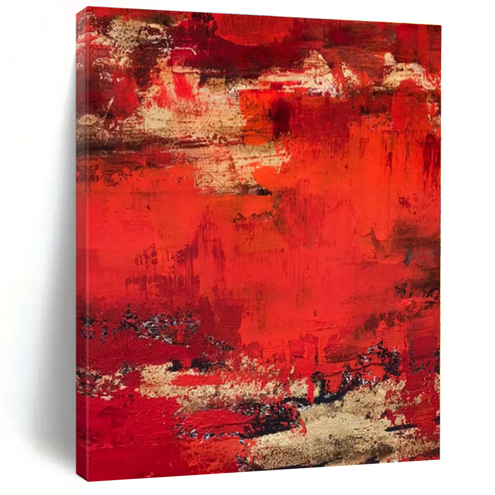 Large - Scale Red - Gold Abstract Art for Dining Room & Luxury Hotel LargeART0472