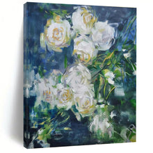 Load image into Gallery viewer, Impressionistic White Roses Art for Romantic Bedroom &amp; Floral - Themed Café LargeART0892
