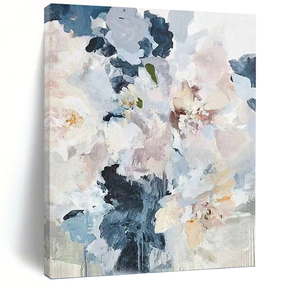 “Delicate Floral Whispers” Abstract Flower Bouquet Painting on Canvas, Soft Romantic Art DKH929