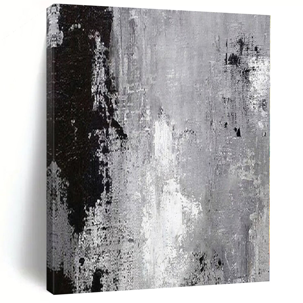 Grayscale Textured Abstract Canvas Painting, Suited for Industrial Chic Café & Modern Art Studio LargeART1150