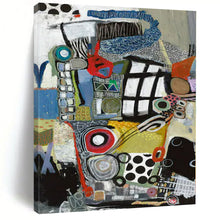 Load image into Gallery viewer, Colorful Collage Abstract Canvas Painting, Suited for Eclectic Home Office &amp; Vibrant Art Gallery LargeART1096
