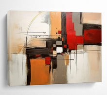 Load image into Gallery viewer, Geometric Abstract in Reds &amp; Oranges - Dynamic Living Room Art LargeART1508
