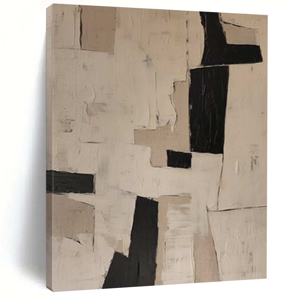 Black and White Collage - like Abstract Art for Modern Art Gallery & Industrial - style Home Office LargeART0952