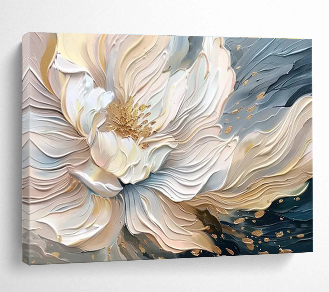 3D Textured Floral Abstract Painting on Canvas - “Elegant Bloom” DKH703