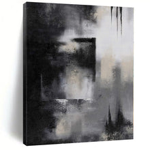 Load image into Gallery viewer, Hand - painted Substantial Black - White Abstract Silhouette Acrylic Art for Modern Studies LargeART0076
