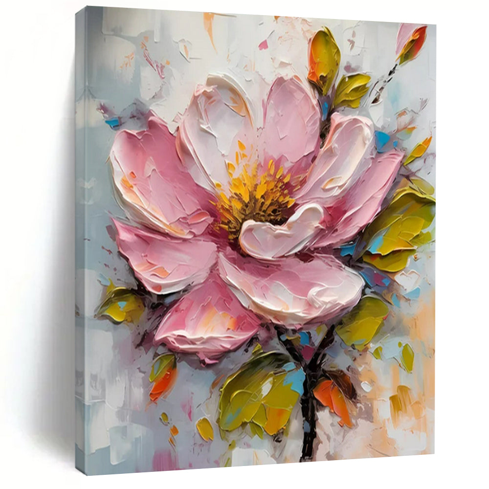 Impasto Abstract Pink Flower Art, Textured Petal Painting for Romantic Bedroom & Floral - Inspired Bathroom LargeART2200