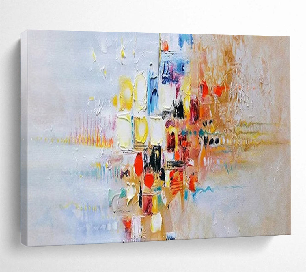 Abstract City Dusk Large - scale acrylic painting DLZ180