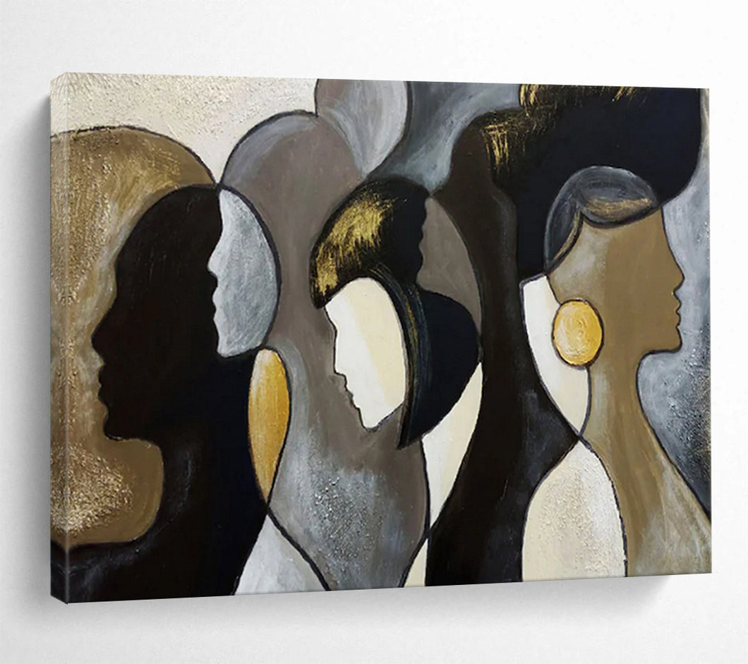 Hand - painted Stylized Female Silhouettes Acrylic Art for Empowering Home Office Spaces LargeART1688