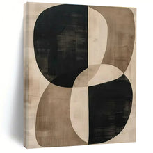 Load image into Gallery viewer, Black - Beige Oval Abstraction Art for Mid - Century Modern Home &amp; Art Gallery LargeART0865
