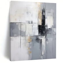 Load image into Gallery viewer, “Gray and Gold Geometric Abstract” – Clean Abstract with Angular Shapes and Metallic Tones DTP138
