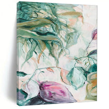 Load image into Gallery viewer, Green &amp; Purple Floral Abstract Painting, Ideal for Botanical - Themed Bathroom &amp; Relaxing Reading Nook LargeART1850
