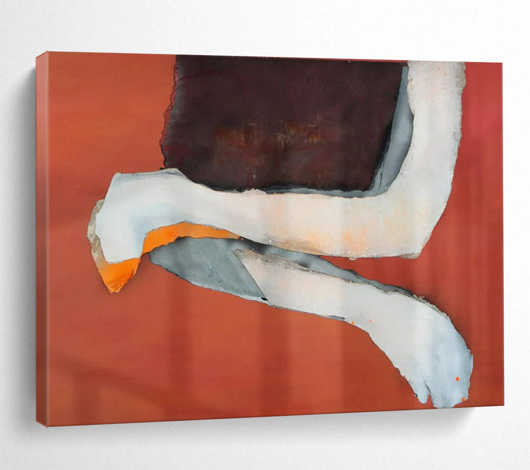 Hand - painted Large - dimension Orange - Background Collage Acrylic Art for Bold Living Rooms LargeART1783