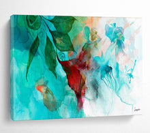 Load image into Gallery viewer, Turquoise Floral &amp; Aquatic Abstract Painting on Canvas DKH538
