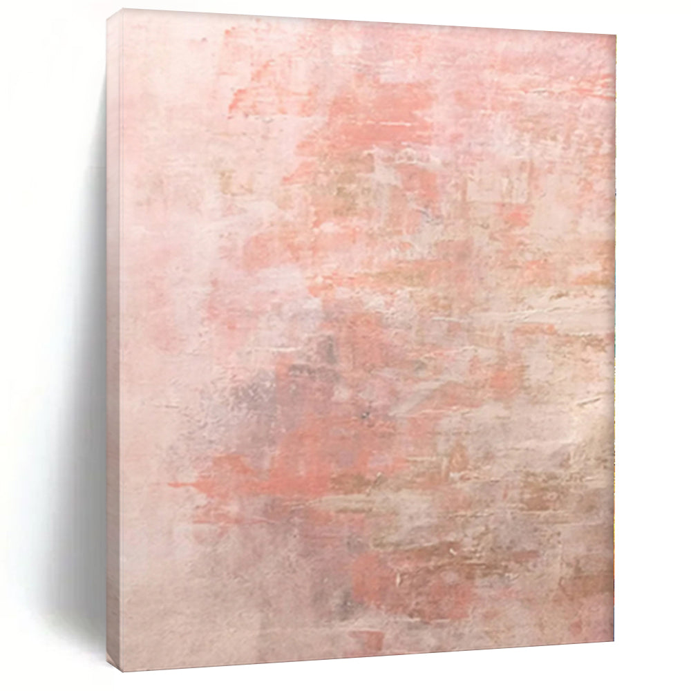 Hand - painted Substantial Soft Pink and Beige Abstract Acrylic Art for Serene Bedrooms LargeART0016