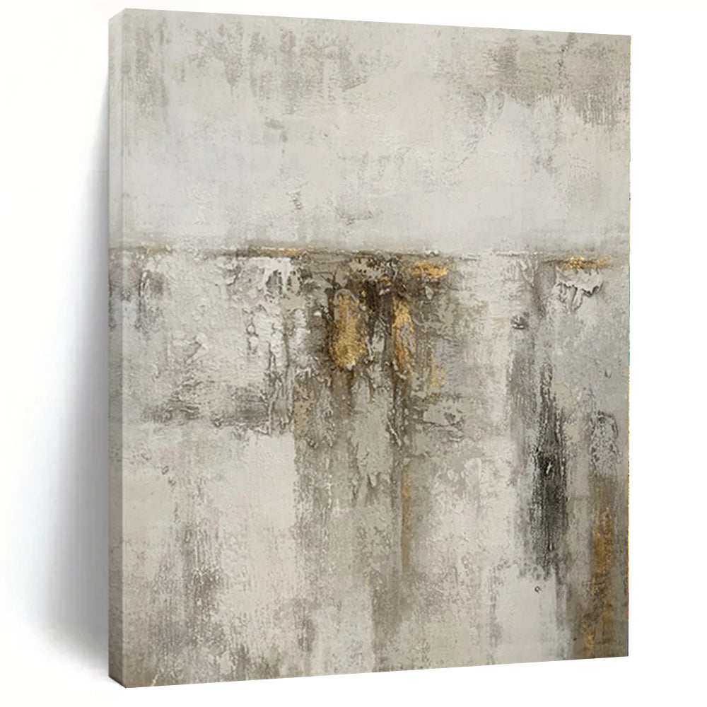 Massive Gray Textured Abstract with Gold Acrylic for Industrial - Chic Loft & Luxury Hotel Suite LargeART0356