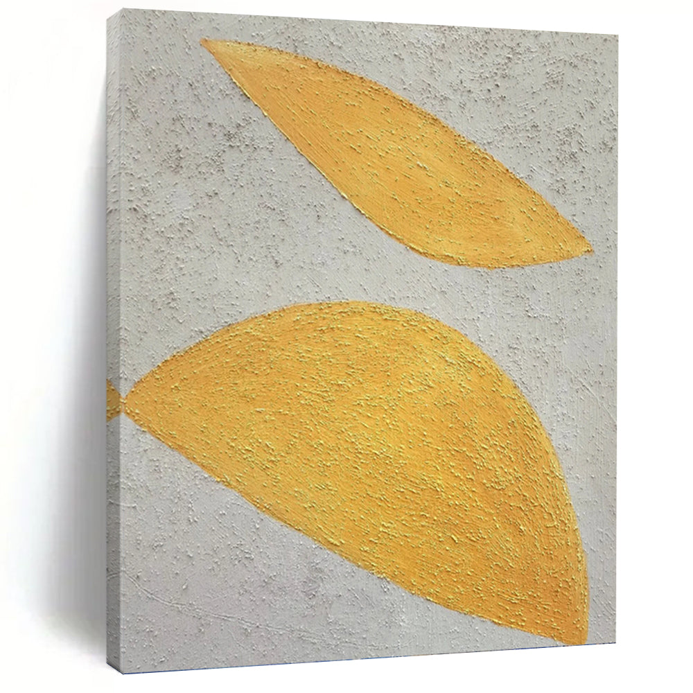 “Golden Leaves” - Textured Leaf Impressions, Great for Luxury Bedroom Glow, Abstract Painting on Canvas DKH1074