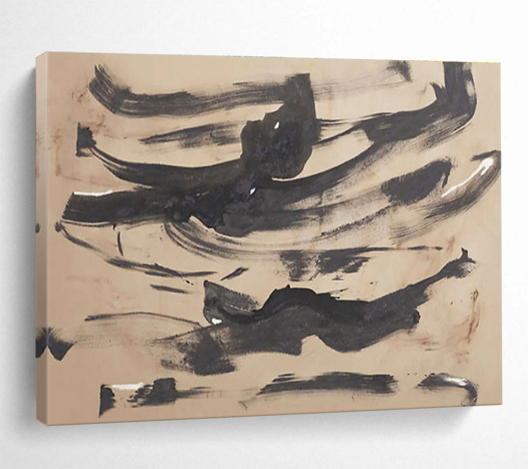 Ink - Style Abstract Painting on Canvas - “Fluid Strokes” DKH735