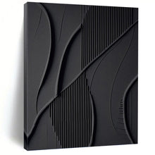 Load image into Gallery viewer, “Black Abstract Relief” - Modern Textured Art on Canvas DKH1465
